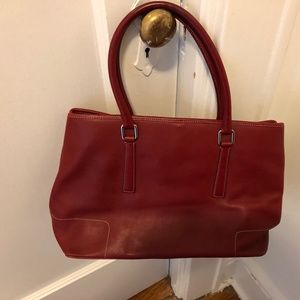 Coach Hampton Leather Tote Bag Red
